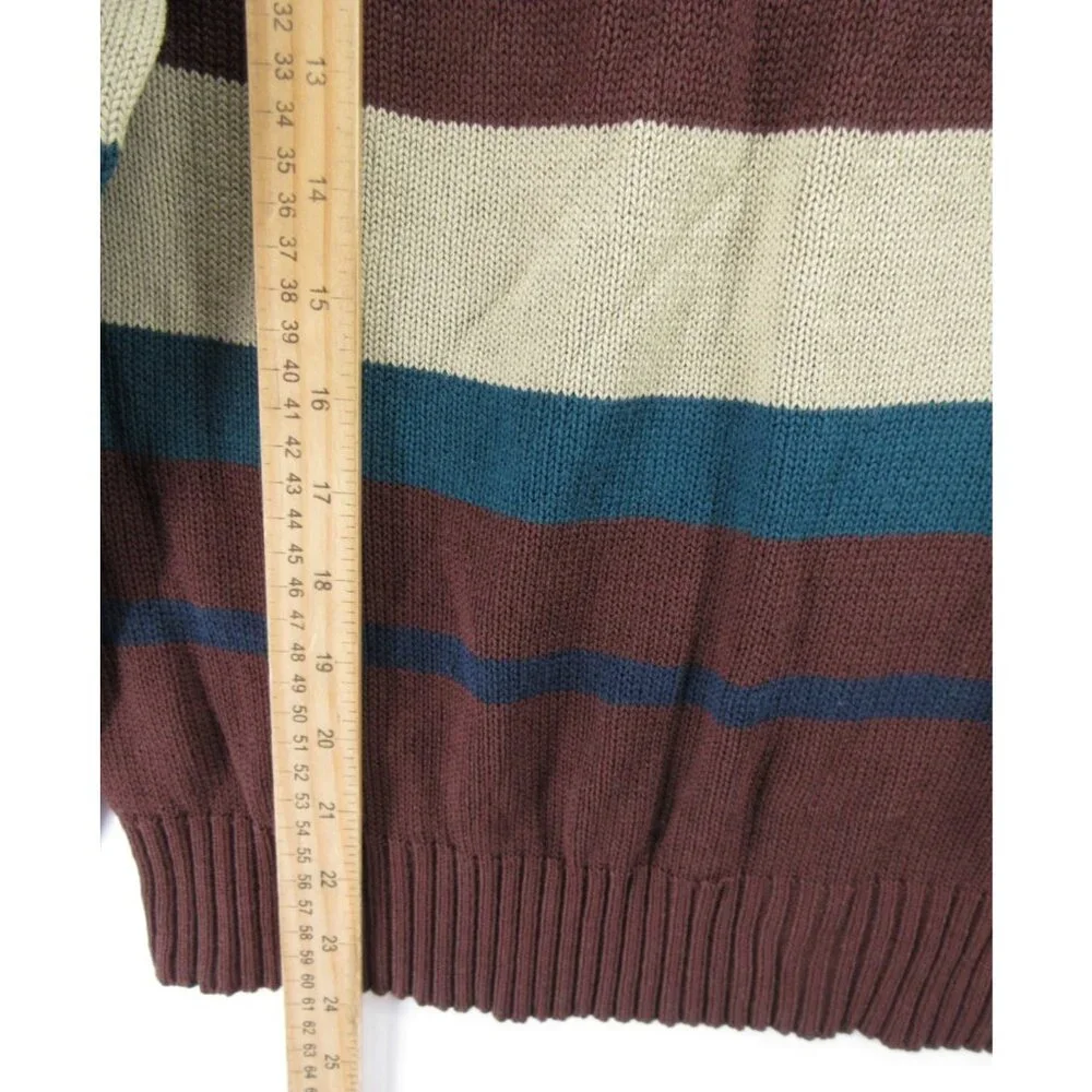 VINTAGE Wrangler Sweater Small Burgundy Pullover Striped Ribbed 80s *